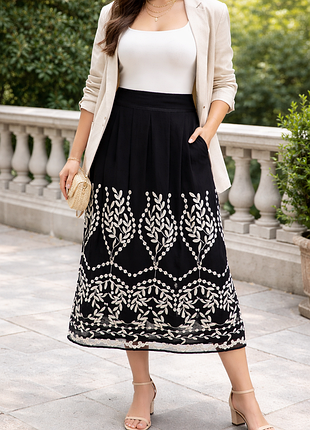 Длинная шифоновая юбка с вышивкой, per una, m&amp;s, 14uk, 42eur