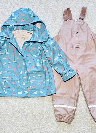 Курточка дощовик прорезинений грязепруф на махрі принт лебеді britt (англія)