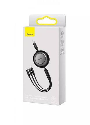 Кабель зарядки 3 в 1 baseus bright mirror 2 series 3-in-1 (micro usb+lightning+type-c) 3.5a (1.1m) (black)