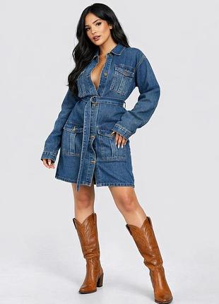Джинсова сукня сорочка вище коліна