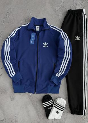 Костюм adidas кофта синяя брюки черные
