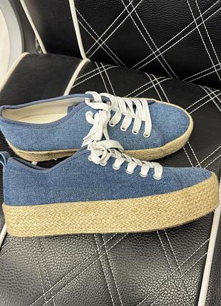 Джинсові  кеди еспадрільі на шнурках primark (39p/25,5см)