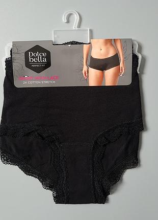 Трусики женские набор 2 шт шортики с кружевом хлопковый стрейч dolce bella, р. s