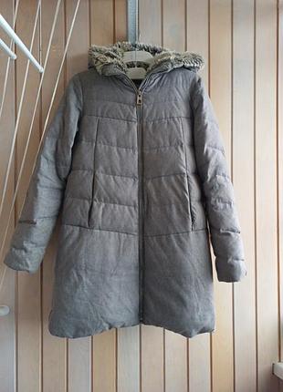 Куртка теплая серая пуховик перьев пух-перо