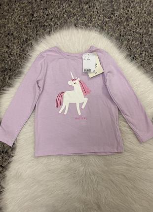 Новий реглан в принт единоріжка для дівчинки 10326