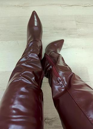 Бордовые сапоги truffle collection ❤️ 38 р | новые | каблук 10 см |