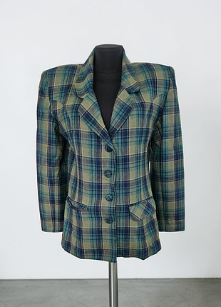 Аутентичный винтажный жакет aifos в трендовую клетку