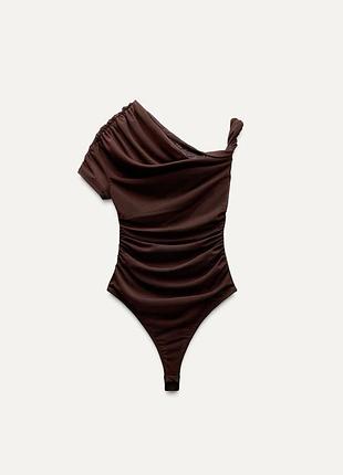 Новий стильний коричневий топ боді сіточка від zara