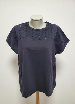 Красивая брендовая трикотажная коттоновая блузка с кружевом