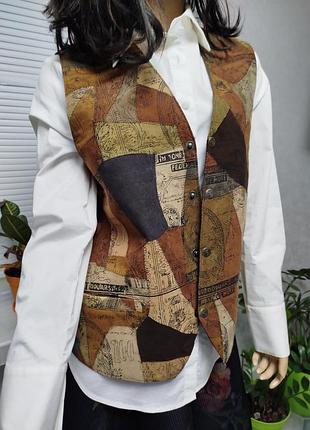 Винтажный кожаный жилет