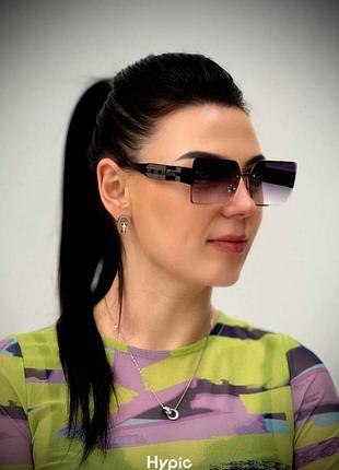 Сонцезахисні окуляри жіночі без оправи, під бренд,  чорні (uv400)