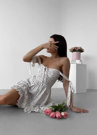 Розпродаж 🏷 муслінова бавовняна натуральна сукня бюстьє в дрібний квітковий принт літня