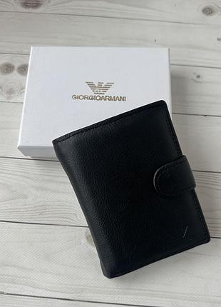 Черное кожаное мужское портмоне для документов