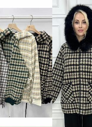 Шикарна куртка альпака з хутром