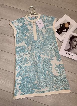 Платье дuор текстильное с рисунком лес и застежкой-молнией на вырезе