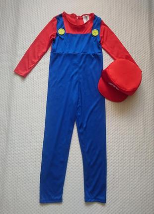 Карнавальный костюм супер марио super mario с кепкой на 6-8 лет