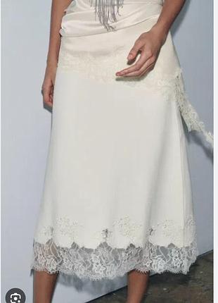 Юбка трикотаж кружево zara