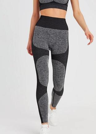 Леггинсы с высокой посадкой fantasy бесшовные, черные