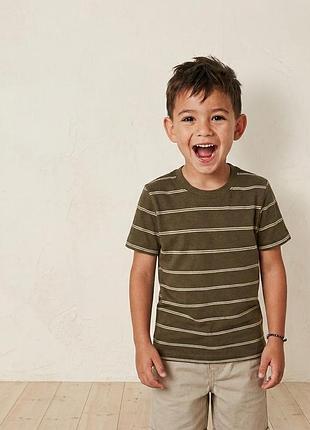 Футболка на мальчика хлопковая в полоску коричневая lupilu, р.98-128 (2-8 лет)