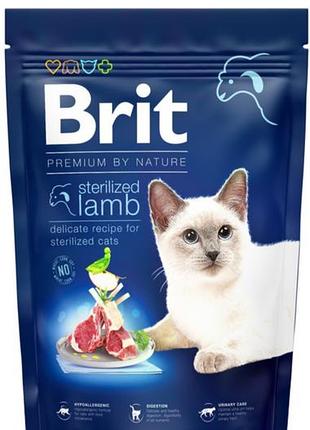 Сухий корм для стерилізованих котів brit premium by nature cat sterilized lamb з ягням 1.5 кг