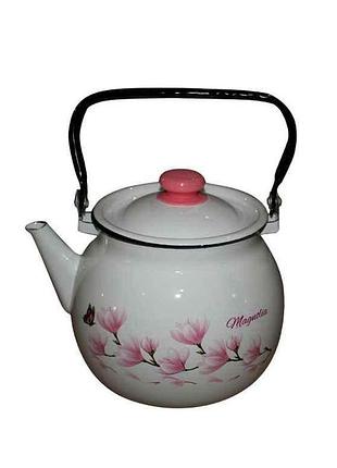 Чайник эмалированный 3,5л /2 магнолия (молочная) (i27130/2) тм idilia