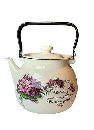 Чайник эмалированный 3.5л/2 виола белая (i27130/2) тм idilia
