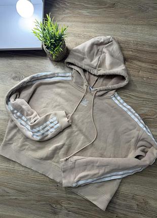 Вкорочена худі adidas бежевого кольору