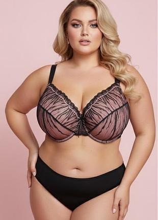 Бюстгальтер evans (plus size) uk 48h / eur 110h — сетка/кружево, черный/розовый, made in estonia