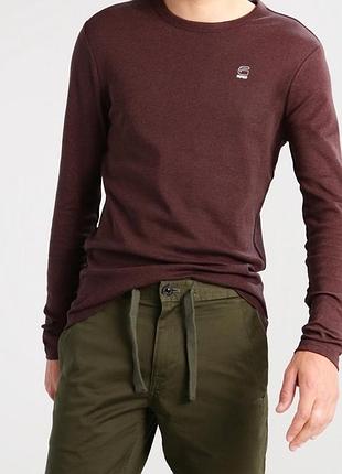 Чоловічий коричневий/бордовий лонг/лонгслів, тонка кофта g star raw