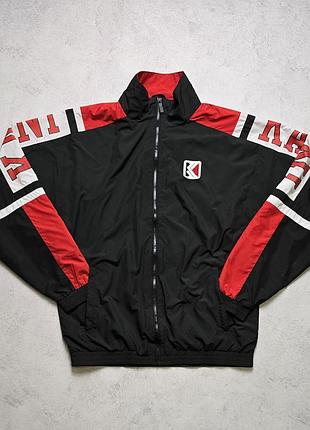 Легка куртка олімпійка karl kani track jacket men’s m black red full zip spellout retro