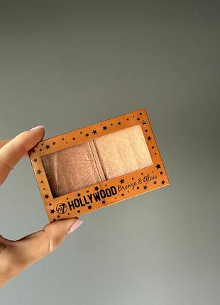 Бронзер и хайлайтер для лица w7 hollywood bronze & glow duo compact