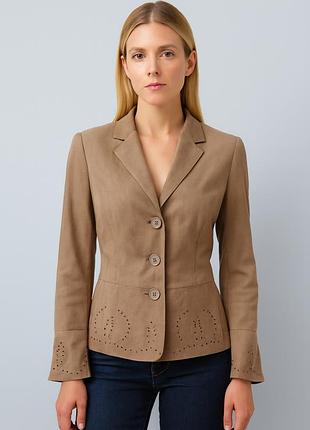 Замшевый коричневый пиджак с перфорацией  next