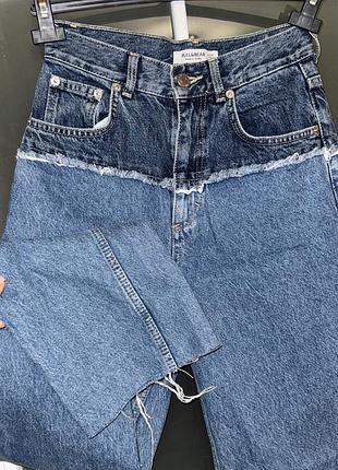Джинси pull&bear стильні кльош з подвійної джинси і бахромою denim