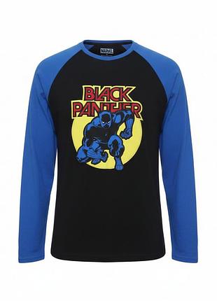 Флісова реглан-футболка marvel black panther для хлопця 164 (13-14y) чорно/синій