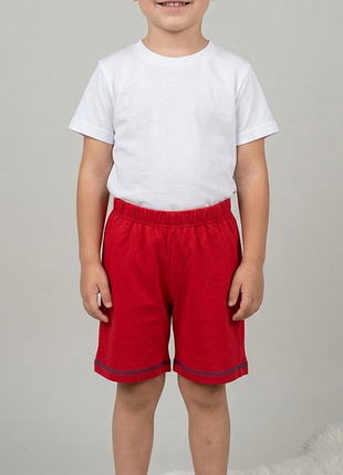 Трикотажные красные шорты для мальчика 3-4 года 98/104 см - мягкий хлопок для садика и дома