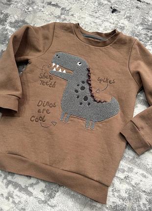 Світшот кофта утеплена флісом з динозавром