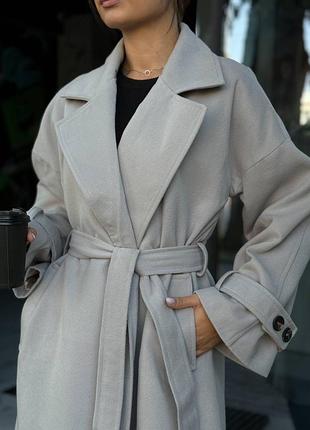 Сіре пальто кашемір кашемірове пальто міді довге пальто