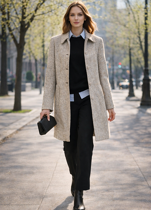 Стильная классика!  легкое твидовое пальто
