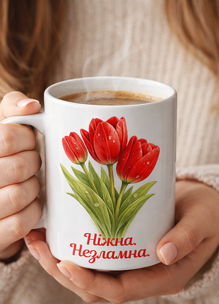 Подарочная чашка 330 мл "нежная. несокрушимая." 🌷❤️
