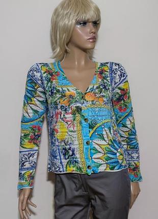 Princess goes hollywood яскравий ажурний кардиган зі змішаного льону швейцарського/14210/