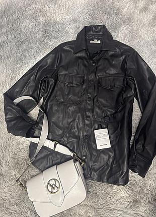 Сорочка - піджак шкіряна рубашка эко шкіра topshop сорочка шкіряна чорна рубашка куртка