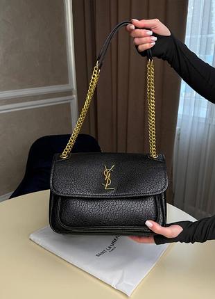 Сумка премиум niki in grained lambskin black / gold
