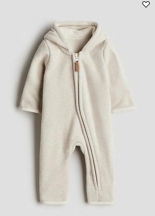 Флісовий комбінезон ромпер чоловічок h&m бежевий 62см