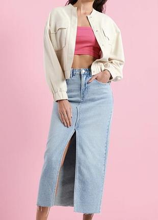 Джинсова спідниця міді