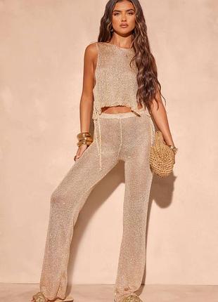 Золоті штани сіточка prettylittlething
