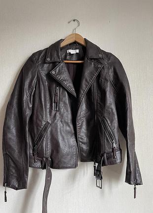 Жіноча куртка косуха еко-шкіра коричневий колір h&m