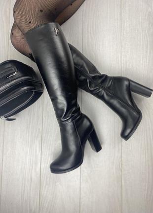 Сапоги женские eireen 9521 черные (зима кожа натуральная)