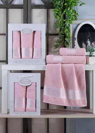 Набор полотенец gulcan cotton 2шт 50х90/70х140см светло-розовый, 3225_ornament_2ka_ligh_pink