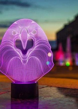 3d нічник "орел" (волічне зображення) + пульт дк + мережевий адаптер + батарейки (3ааа) 3dtoyslamp