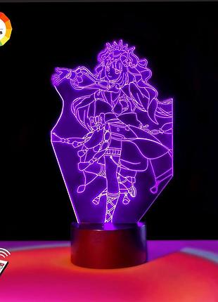 3d нічник genshin impact "нілу" (уваличенне ізображення) подарункове паковання + 16 кольорів + пульт дк